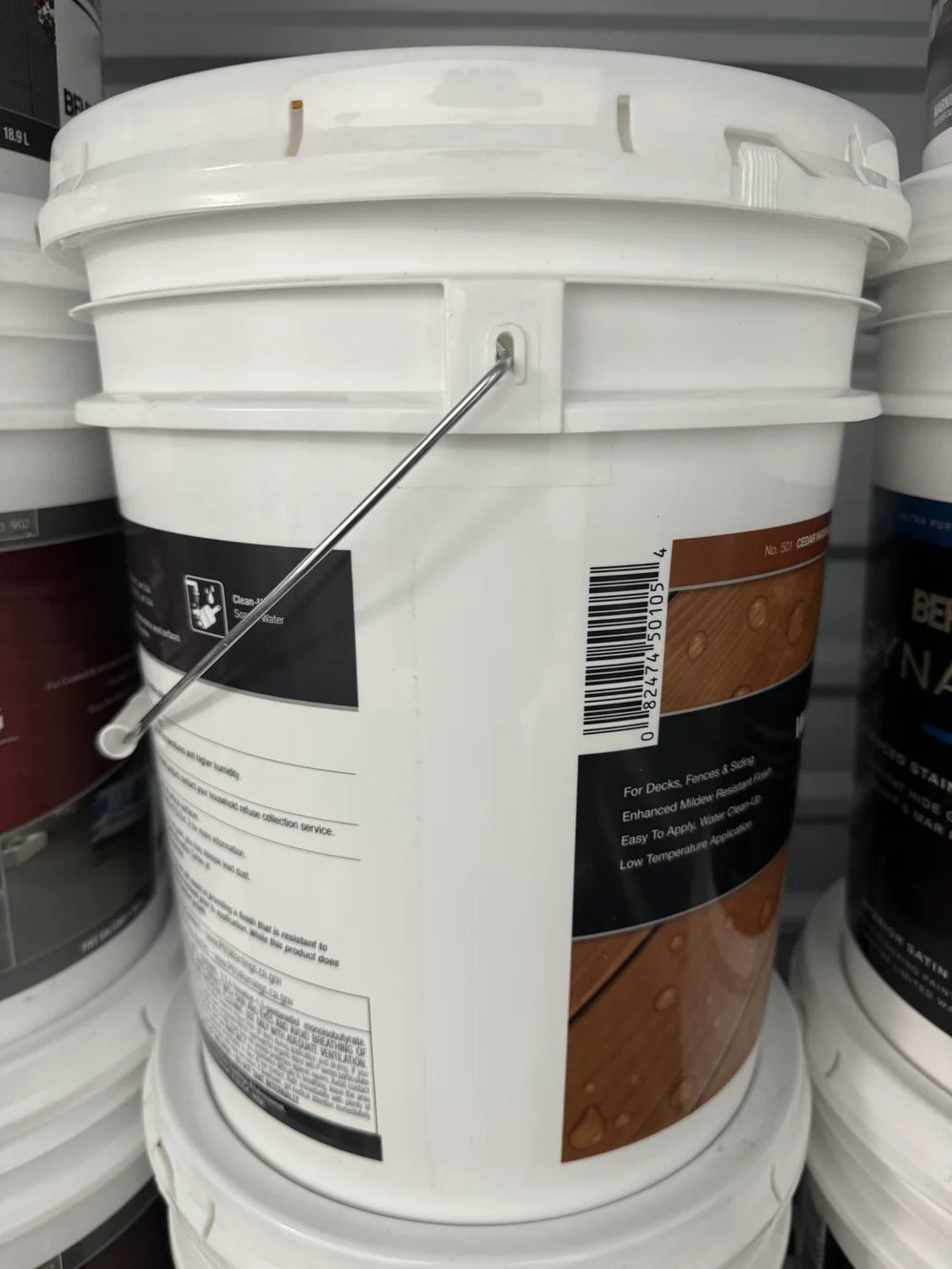 Actual inventory photo — BEHR Transparent Wood Finish — Cedar Naturaltone — 5 Gal — angle 2