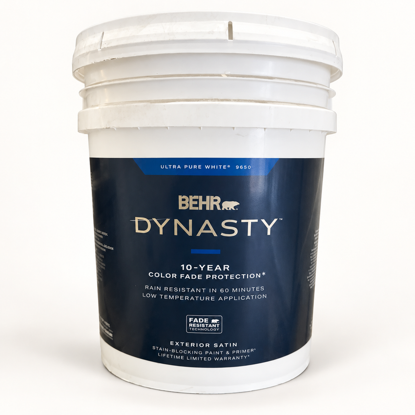 BEHR Dynasty Exterior Satin Paint — Ultra Pure White — 5 Gal