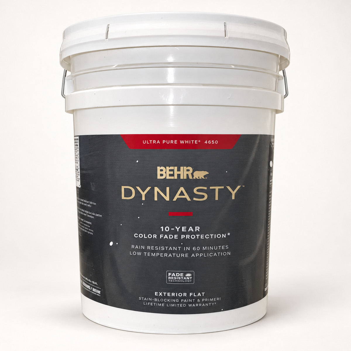 BEHR Dynasty Exterior Flat Paint — Ultra Pure White — 5 Gal