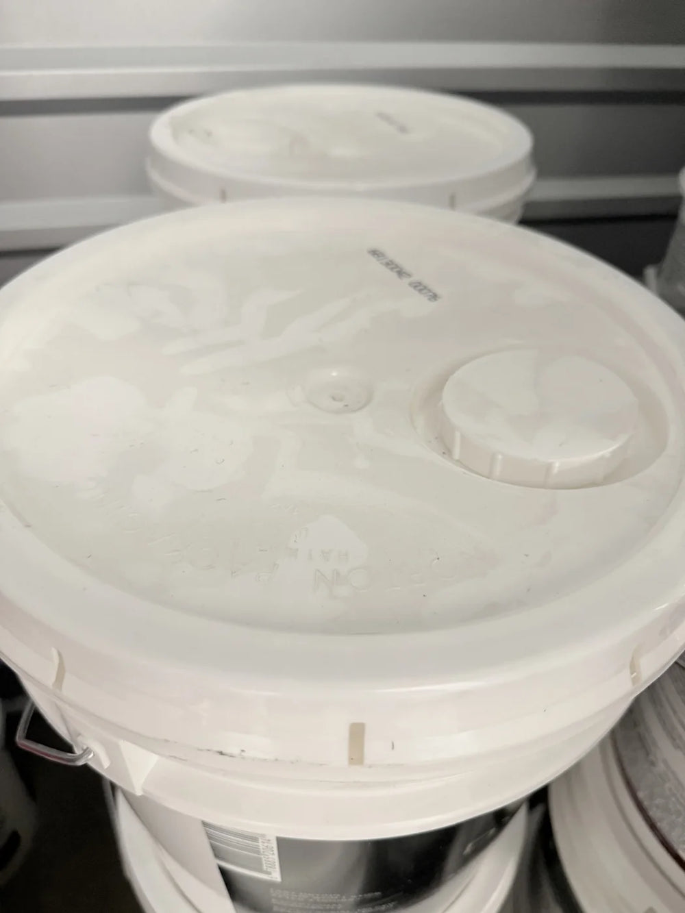 Actual inventory photo — BEHR Dynasty Interior Semi-Gloss Paint — Ultra Pure White — 5 Gal — angle 3