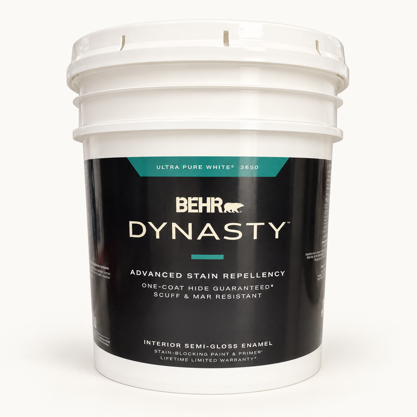 BEHR Dynasty Interior Semi-Gloss Paint — Ultra Pure White — 5 Gal