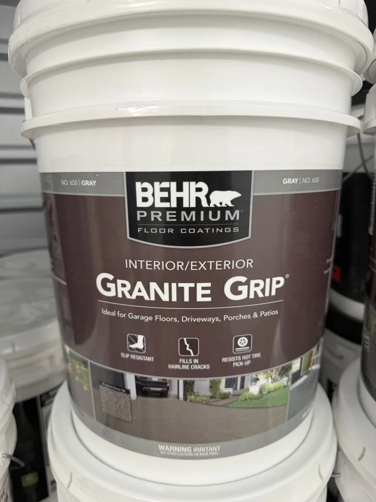 Actual inventory photo — BEHR Granite Grip Concrete Coating — Gray — 5 Gal — angle 1