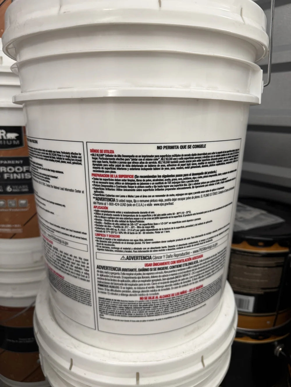 Actual inventory photo — KILZ KLEAR Clear Bonding Primer & Sealer — 5 Gal — angle 3