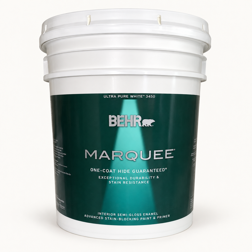 BEHR Marquee Interior Semi-Gloss Paint — Ultra Pure White — 5 Gal