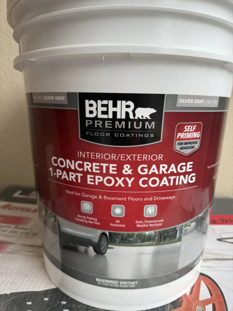 Actual inventory photo — BEHR 1-Part Epoxy Floor Paint — Silver Gray — 5 Gal — angle 1