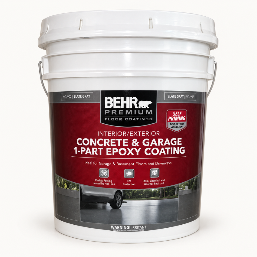 BEHR 1-Part Epoxy Floor Paint — Slate Gray — 5 Gal